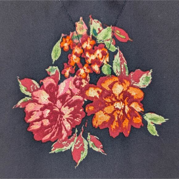 Skies Are Blue Dark Floral Blouse V-Neck Whimsigoth Romantic Boho Feminine XL - Picture 5 of 8